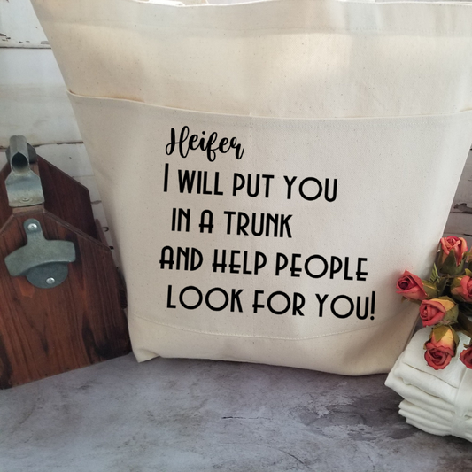 Sarcastic Heavy Cotton Canvas Tote | Large Funny Tote Bag with Pockets | Reusable Bag for Shopping, Beach, Books, or Overnight