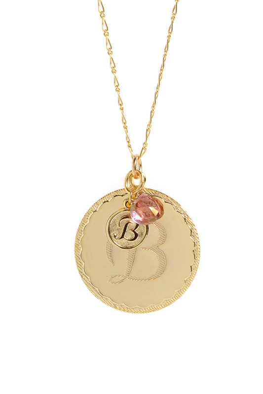 Initial Coin Tear Drop Necklace