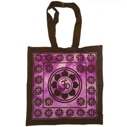 Aum Sanskrit Symbol Lotus Chakra Tie Dye Market Tote Bag Canvas Graphic