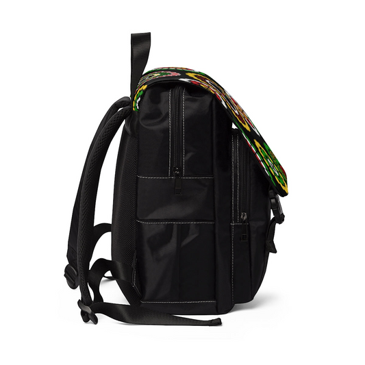 Guyanese Swag Floral Ice Gold Green Unisex Casual Shoulder Backpack
