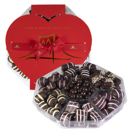 Artisan Crafted Chocolate Valentine Gift Assortment, Dairy Free, Kosher.