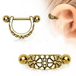 Gold Daisy Ear Cuff Cartilage Earring
