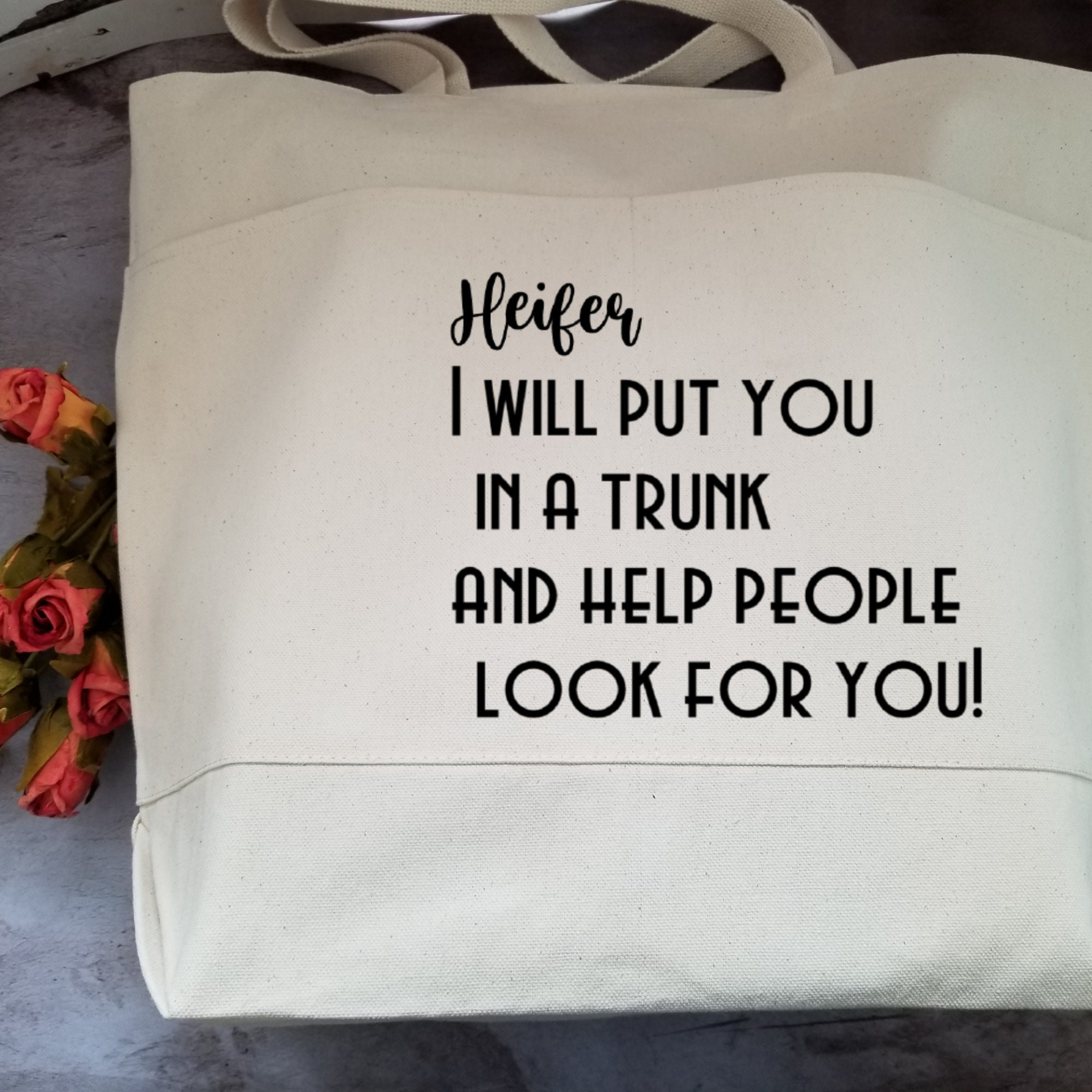 Sarcastic Heavy Cotton Canvas Tote | Large Funny Tote Bag with Pockets | Reusable Bag for Shopping, Beach, Books, or Overnight