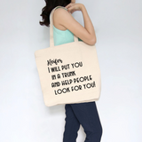 Sarcastic Heavy Cotton Canvas Tote | Large Funny Tote Bag with Pockets | Reusable Bag for Shopping, Beach, Books, or Overnight