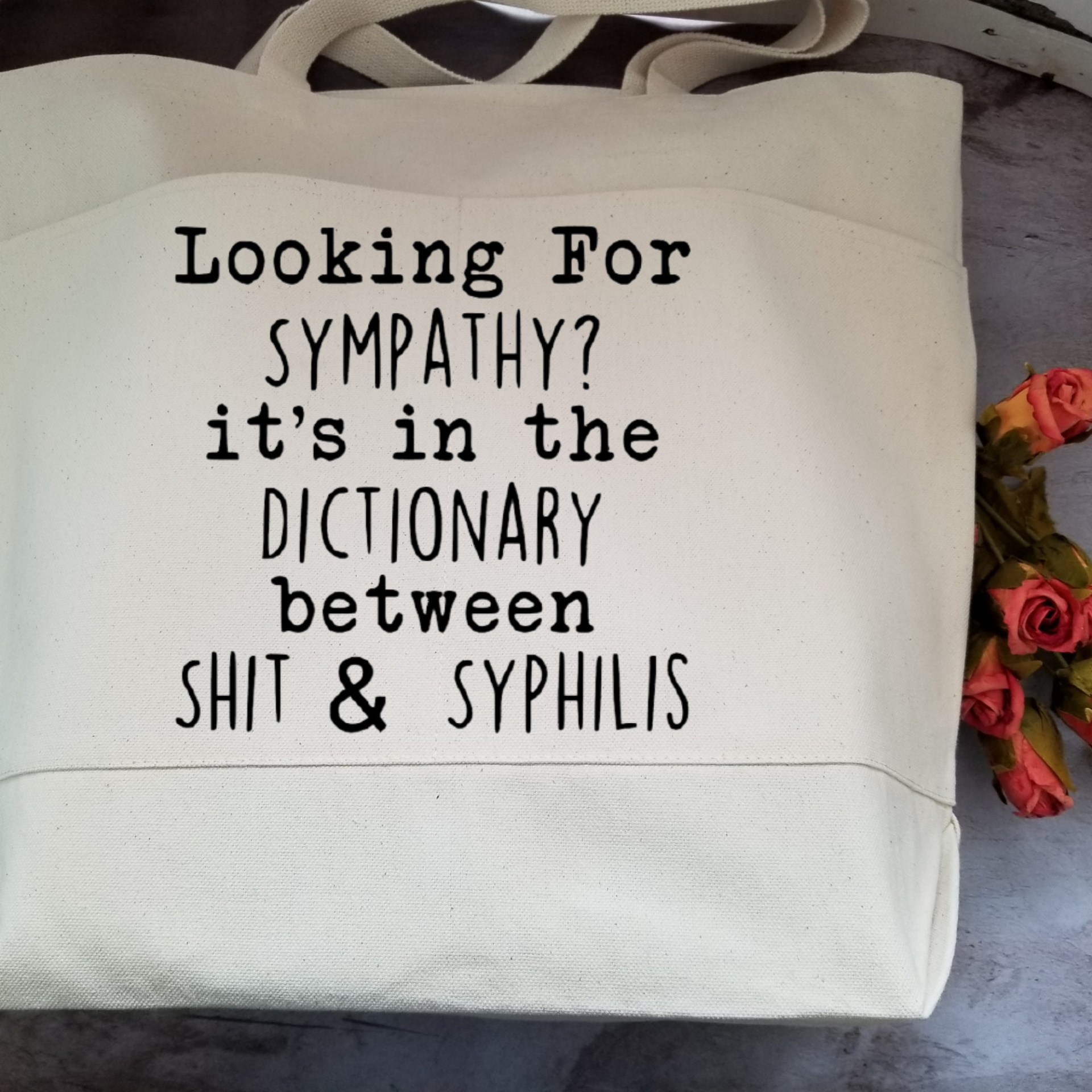 Funny Sarcastic Large Heavy Cotton Canvas Tote Bag with Pockets | Reusable Canvas Bag for Shopping, Beach or Overnight | Sarcasm Quote Bag