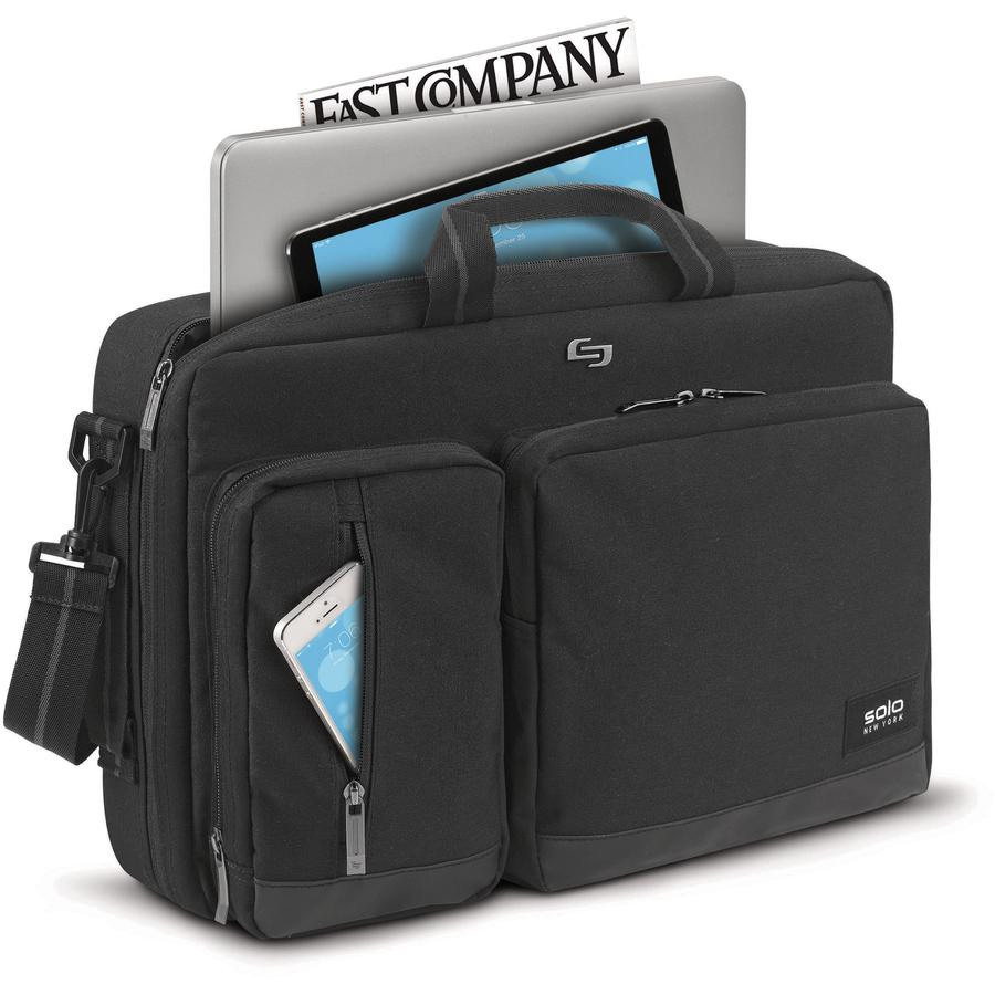 Solo Duane Carrying Case (Briefcase) for 15.6" Notebook - Black - Damage Resistant - Shoulder Strap - 12.5" Height x 17" Width x 5" Depth - 1 Each