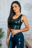 Let It Slide Essential Faux Leather Cropped Top