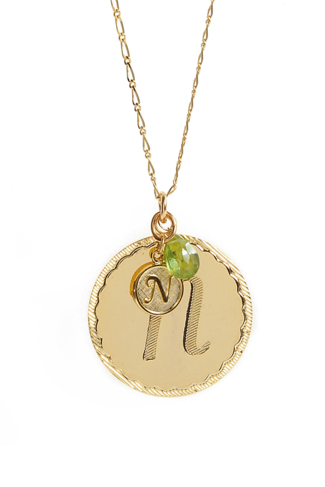 Initial Coin Tear Drop Necklace