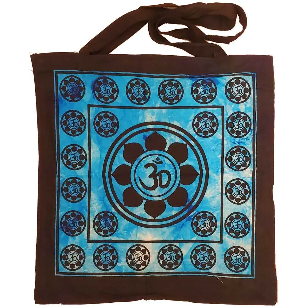 Aum Sanskrit Symbol Lotus Chakra Tie Dye Market Tote Bag Canvas Graphic