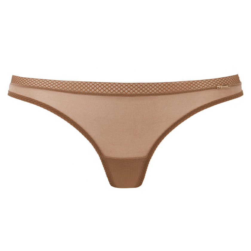 Gossard Glossies Sheer See Through Thong Panty Bronze
