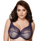 Semi Sheer Half Padded Bra Gorteks Scarlet Navy Blue